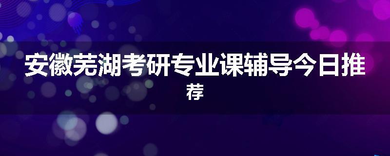 安徽芜湖考研专业课辅导今日推荐