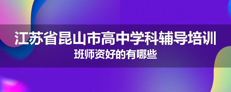 江苏省昆山市高中学科辅导培训班师资好的有哪些