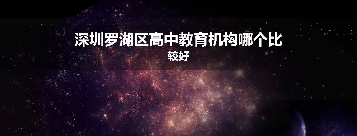 深圳罗湖区高中教育机构哪个比较好