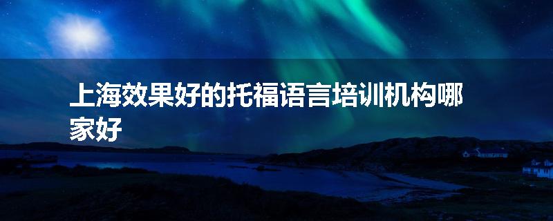 上海效果好的托福语言培训机构哪家好