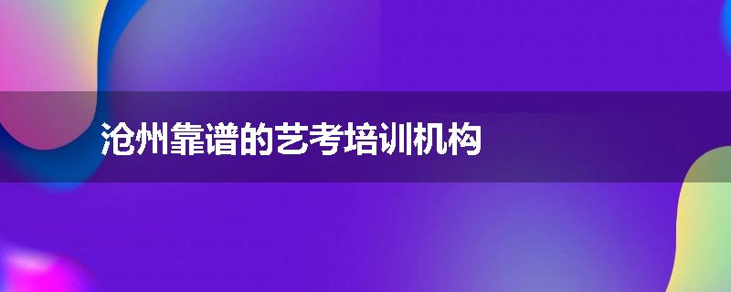 沧州靠谱的艺考培训机构
