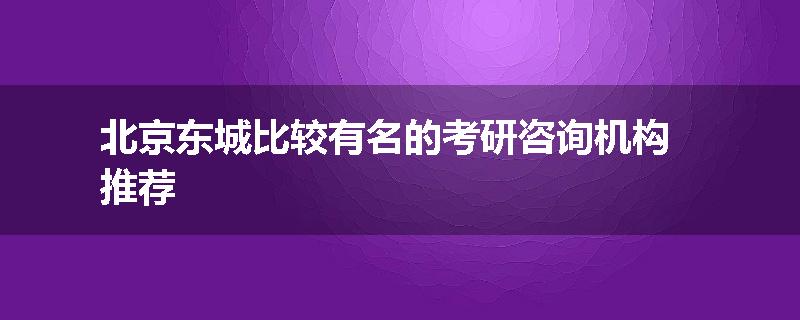 北京东城比较有名的考研咨询机构推荐
