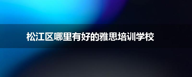 松江区哪里有好的雅思培训学校