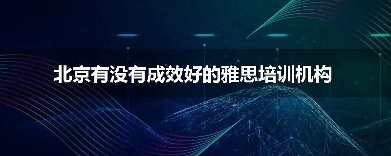 北京有没有成效好的雅思培训机构
