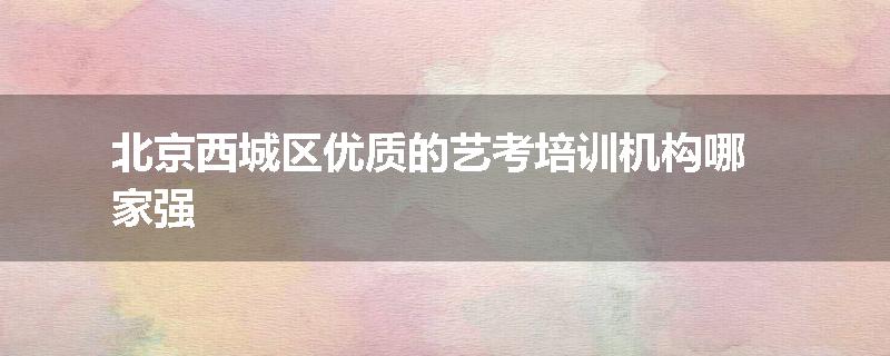 北京西城区优质的艺考培训机构哪家强