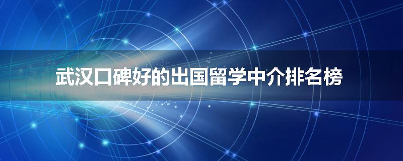 武汉口碑好的出国留学中介排名榜