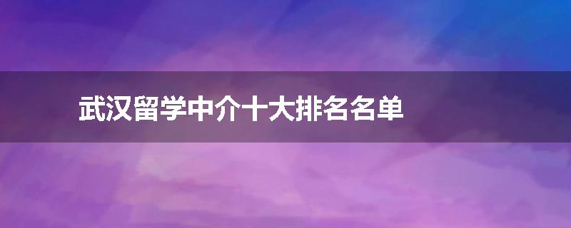 武汉留学中介十大排名名单