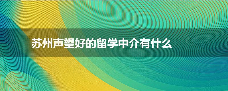 苏州声望好的留学中介有什么