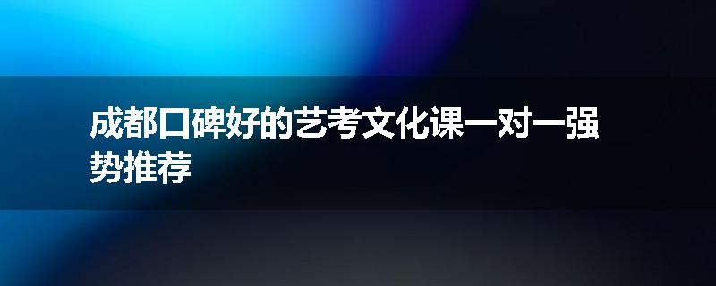 成都口碑好的艺考文化课一对一强势推荐