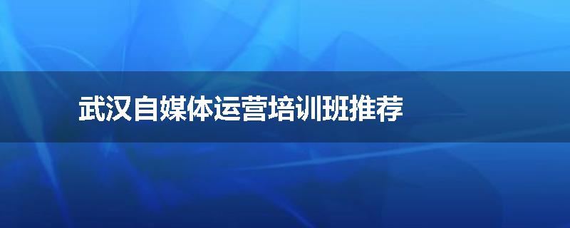 武汉自媒体运营培训班推荐
