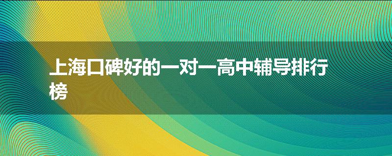 上海口碑好的一对一高中辅导排行榜