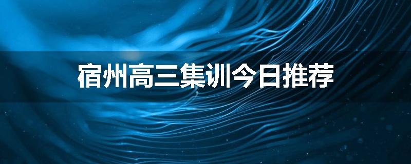 宿州高三集训今日推荐