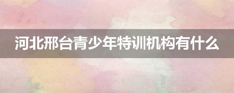 河北邢台青少年特训机构有什么