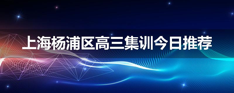 上海杨浦区高三集训今日推荐