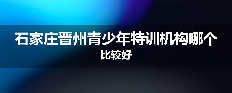 石家庄晋州青少年特训机构哪个比较好