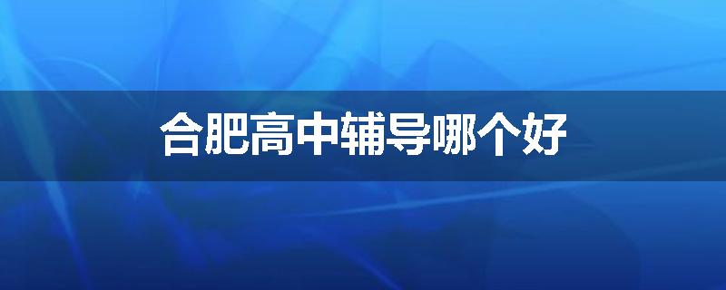 合肥高中辅导哪个好