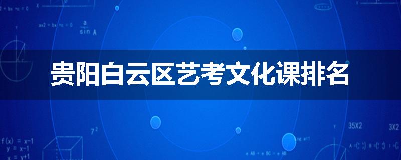 贵阳白云区艺考文化课排名