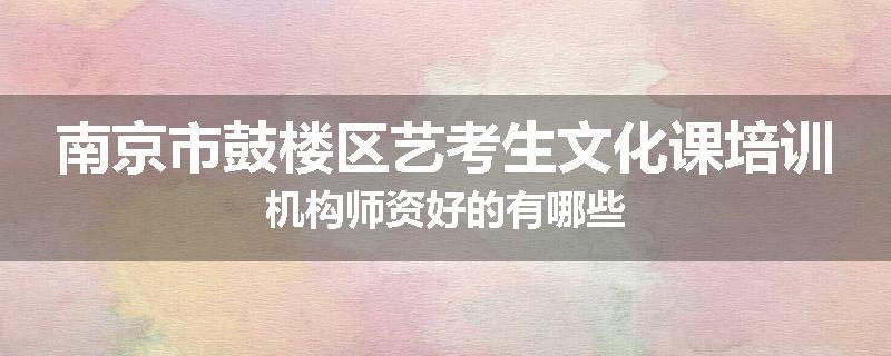 南京市鼓楼区艺考生文化课培训机构师资好的有哪些