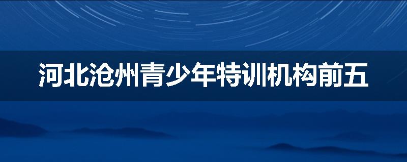河北沧州青少年特训机构前五