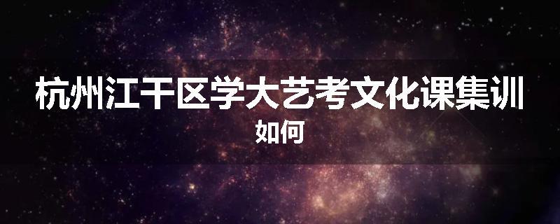 杭州江干区学大艺考文化课集训如何