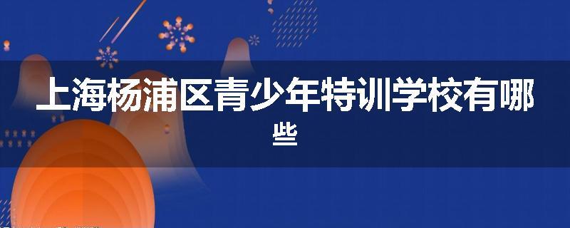 上海杨浦区青少年特训学校有哪些