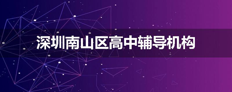 深圳南山区高中辅导机构