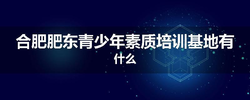 合肥肥东青少年素质培训基地有什么