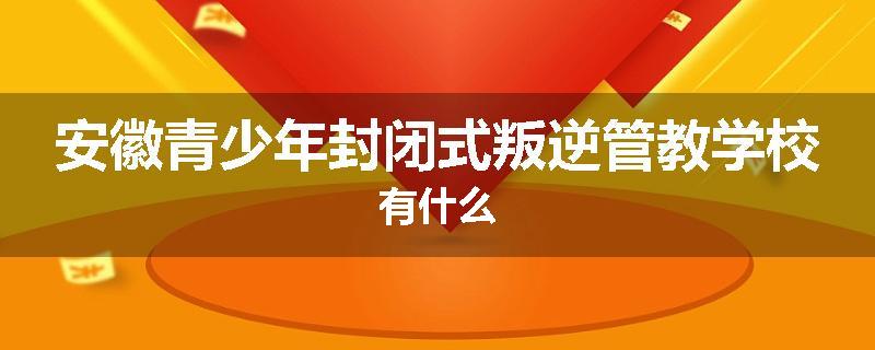 安徽青少年封闭式叛逆管教学校有什么