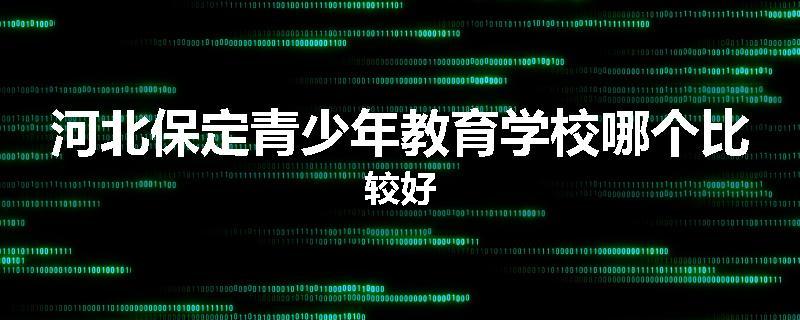 河北保定青少年教育学校哪个比较好