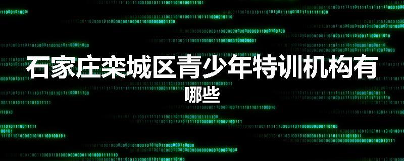 石家庄栾城区青少年特训机构有哪些