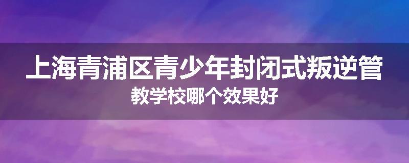 上海青浦区青少年封闭式叛逆管教学校哪个效果好