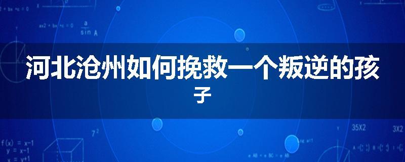 河北沧州如何挽救一个叛逆的孩子