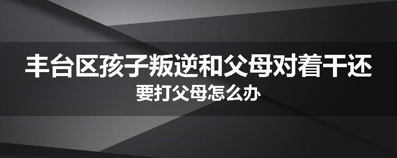 丰台区孩子叛逆和父母对着干还要打父母怎么办