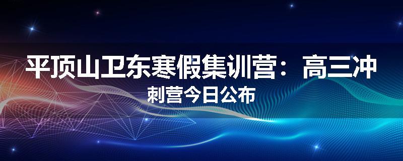 平顶山卫东寒假集训营：高三冲刺营今日公布