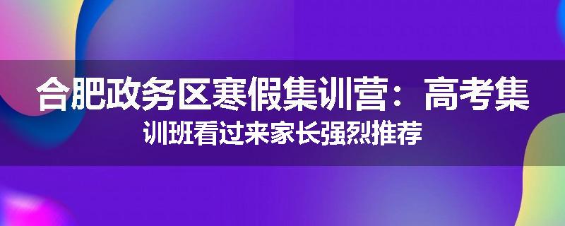 合肥政务区寒假集训营：高考集训班看过来家长强烈推荐