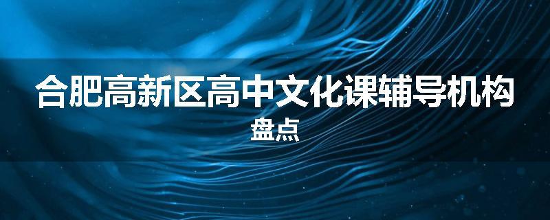合肥高新区高中文化课辅导机构盘点