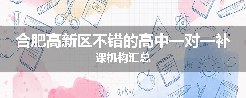 合肥高新区不错的高中一对一补课机构汇总