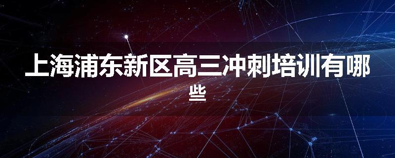 上海浦东新区高三冲刺培训有哪些