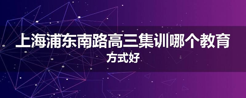 上海浦东南路高三集训哪个教育方式好