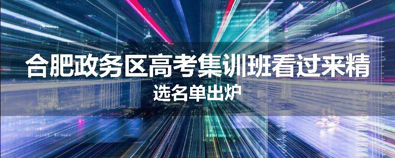 合肥政务区高考集训班看过来精选名单出炉