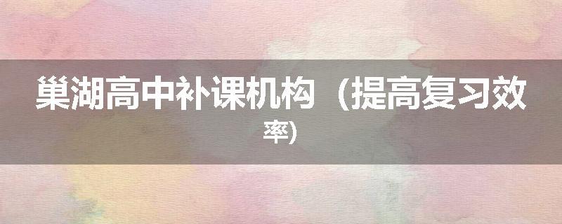 巢湖高中补课机构（提高复习效率)