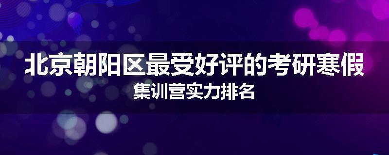 北京朝阳区最受好评的考研寒假集训营实力排名