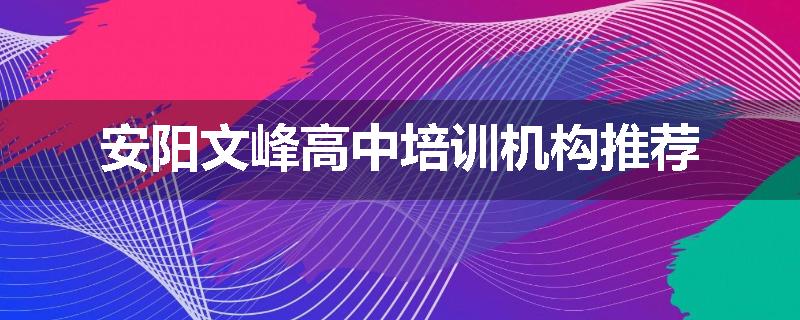 安阳文峰高中培训机构推荐