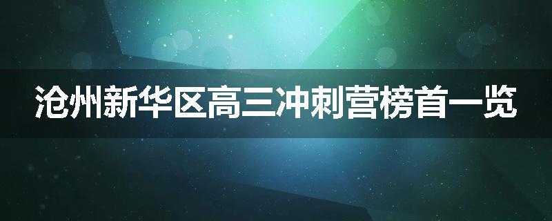 沧州新华区高三冲刺营榜首一览