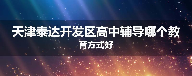 天津泰达开发区高中辅导哪个教育方式好