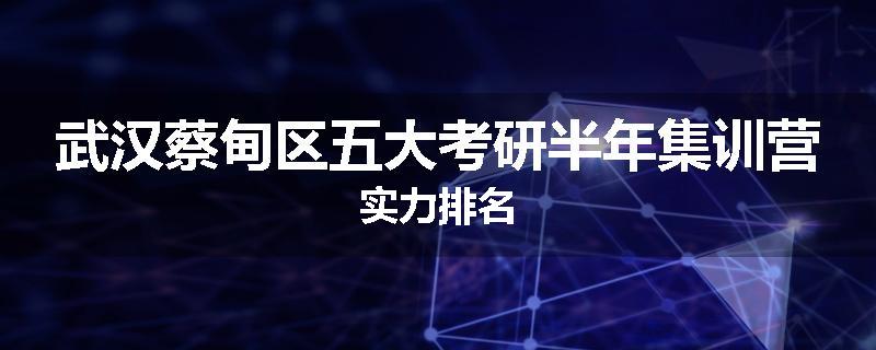 武汉蔡甸区五大考研半年集训营实力排名
