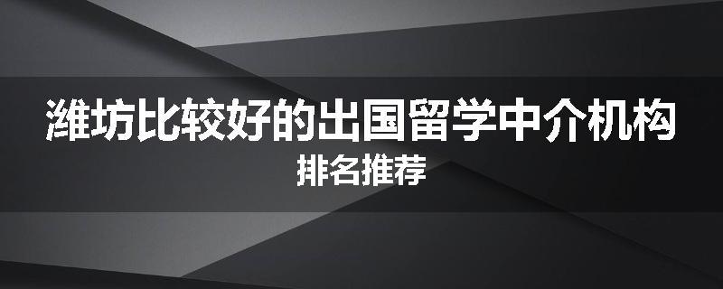 潍坊比较好的出国留学中介机构排名推荐