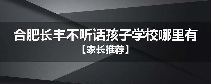 合肥长丰不听话孩子学校哪里有【家长推荐】