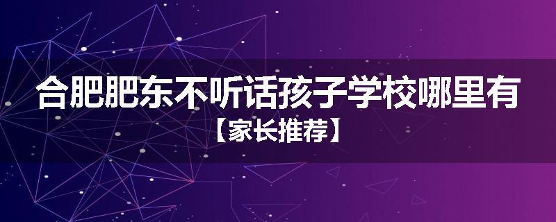 合肥肥东不听话孩子学校哪里有【家长推荐】