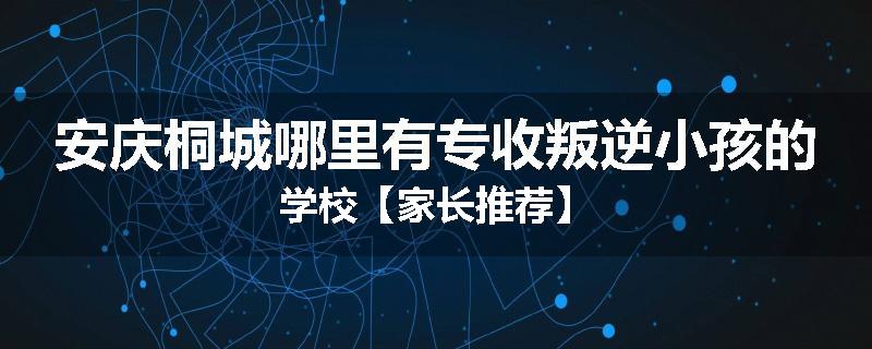安庆桐城哪里有专收叛逆小孩的学校【家长推荐】